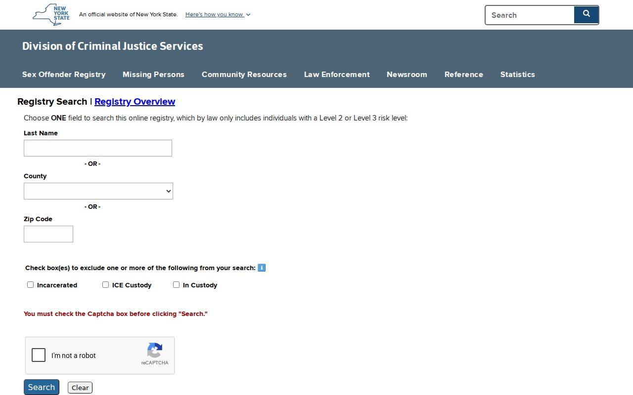 Otsego County sex offender registry Level 2 and Level 3 search
